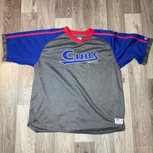 Mens Chicago Cubs Gray/Blue Dynasty True Fan Short Sleeve V-Neck Shirt